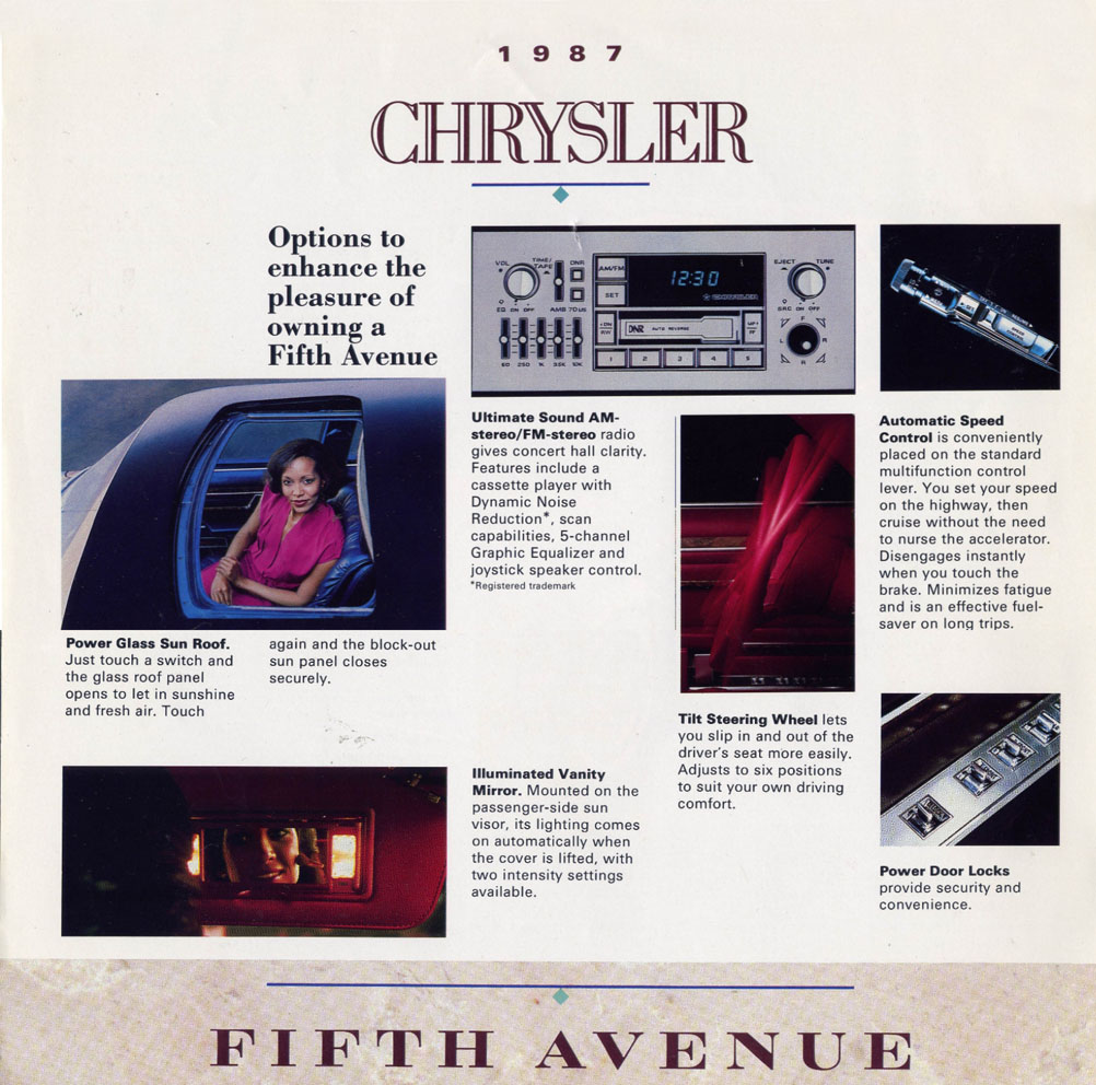 1987 Chrysler 5th Avenue Brochure Page 3